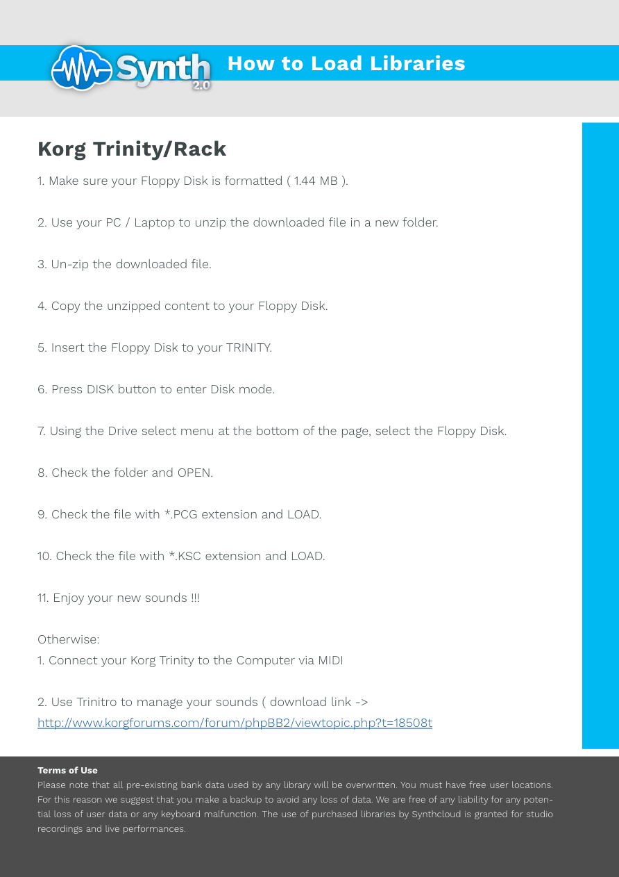 Korg Trinity / Rack - Synthcloud Libraries - Manual Preview Image