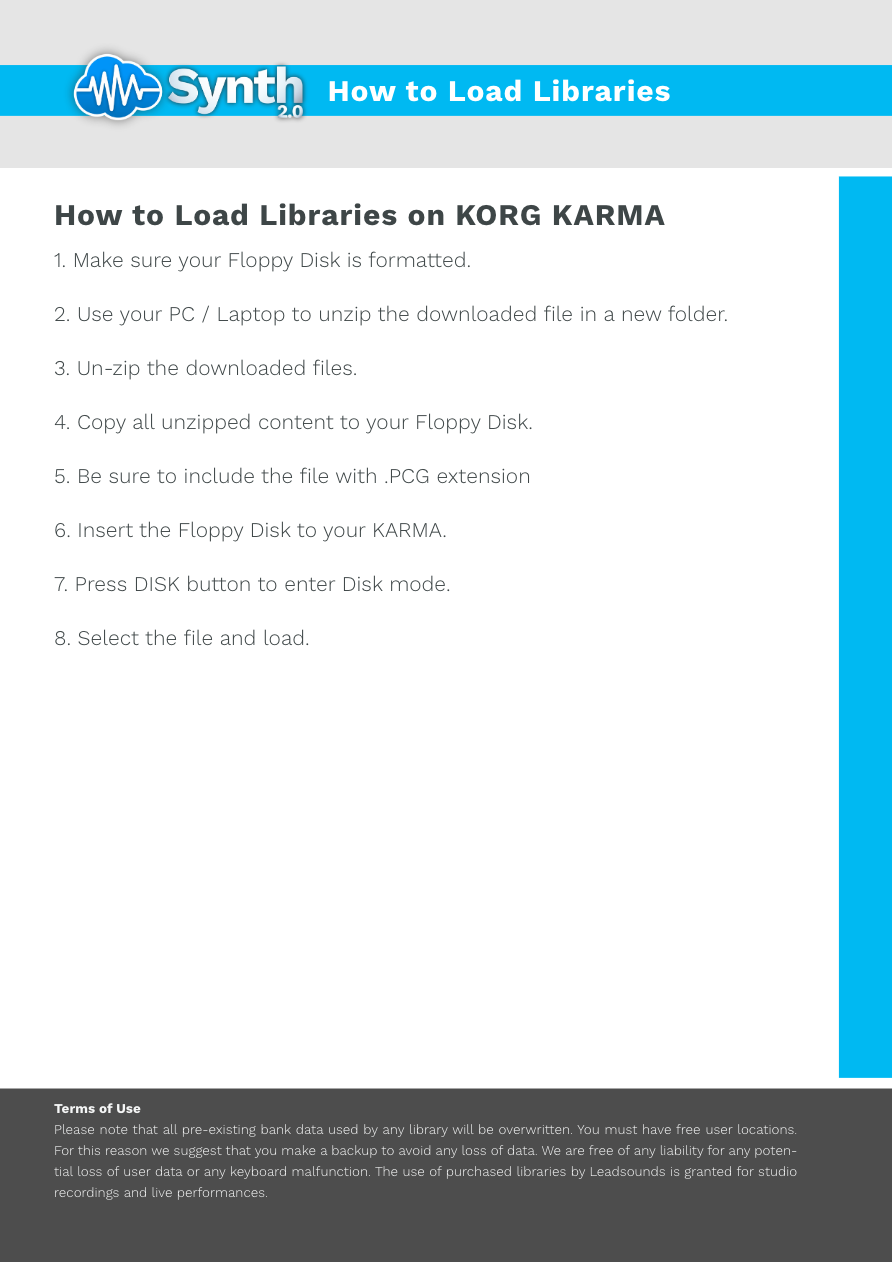 Korg Karma - Synthcloud Libraries - Manual Preview Image