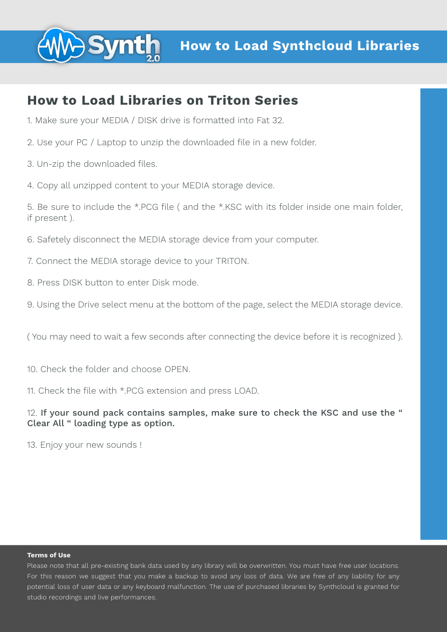 Korg Triton Series - Synthcloud Libraries - Manual Preview Image