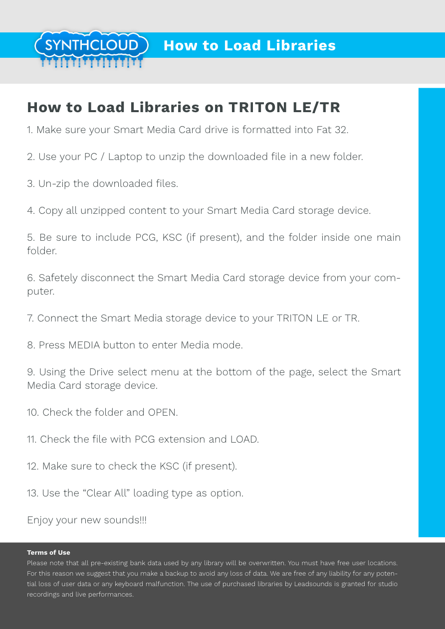 Korg Triton LE / TR- Synthcloud Libraries - Manual Preview Image
