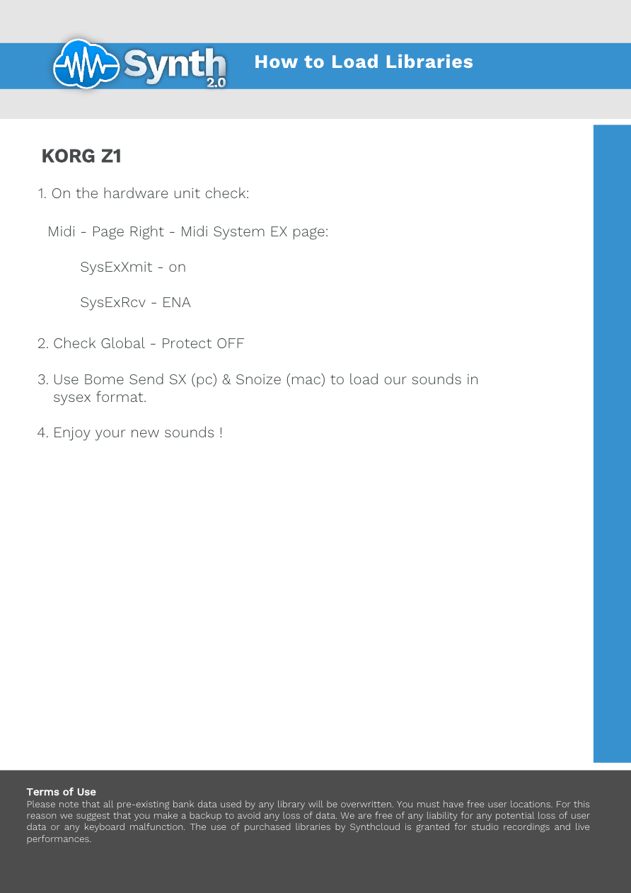 Korg Z1 - Synthcloud Libraries - Manual Preview Image