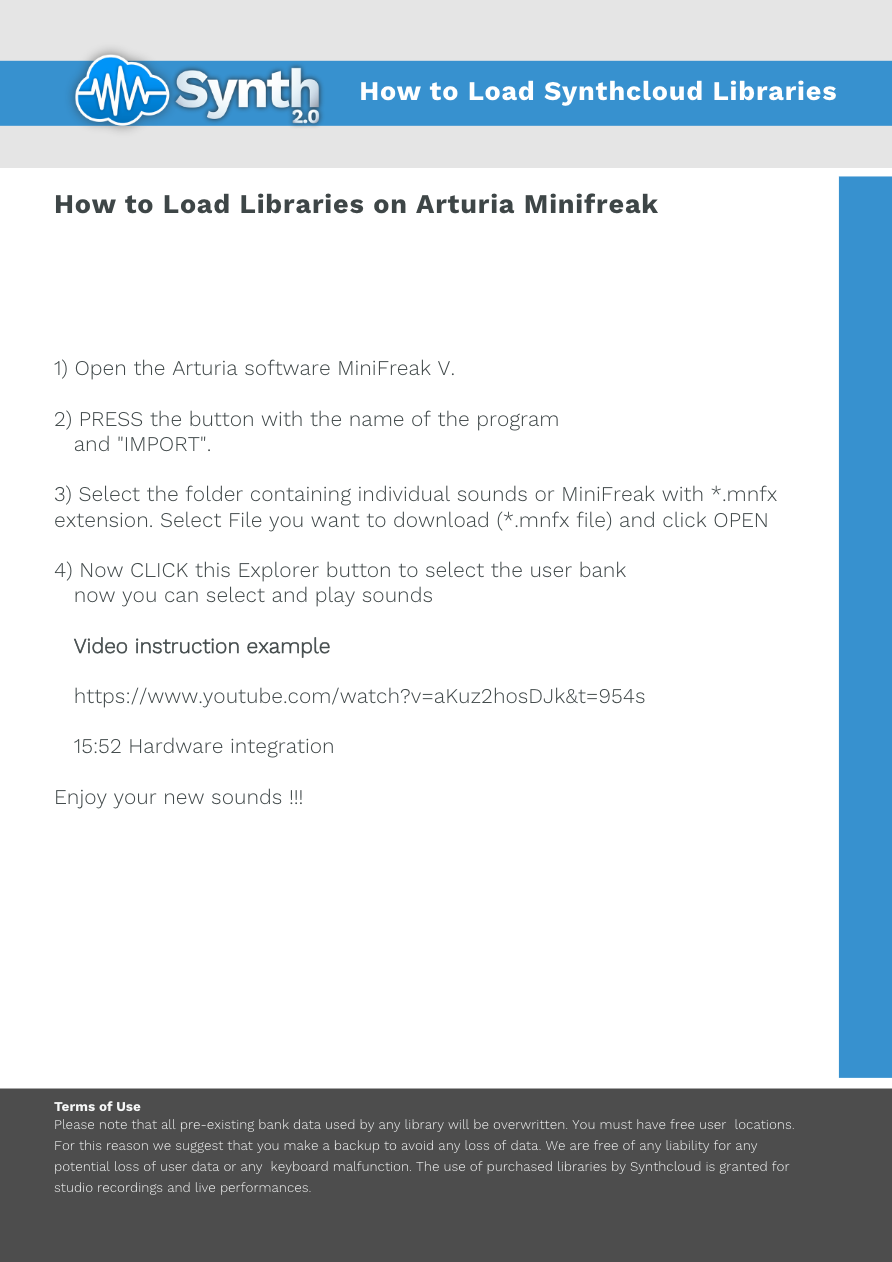 Arturia Minifreak - Synthcloud Libraries - Manual Preview Image