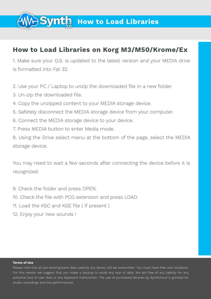 Korg M3 - M50 - Krome / Ex - Synthcloud Libraries - Manual Preview Image