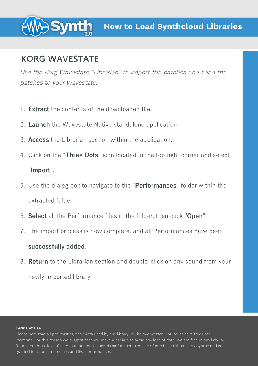 Korg Wavestate / mkII / Se / Native - Synthcloud Libraries - Manual Preview Image
