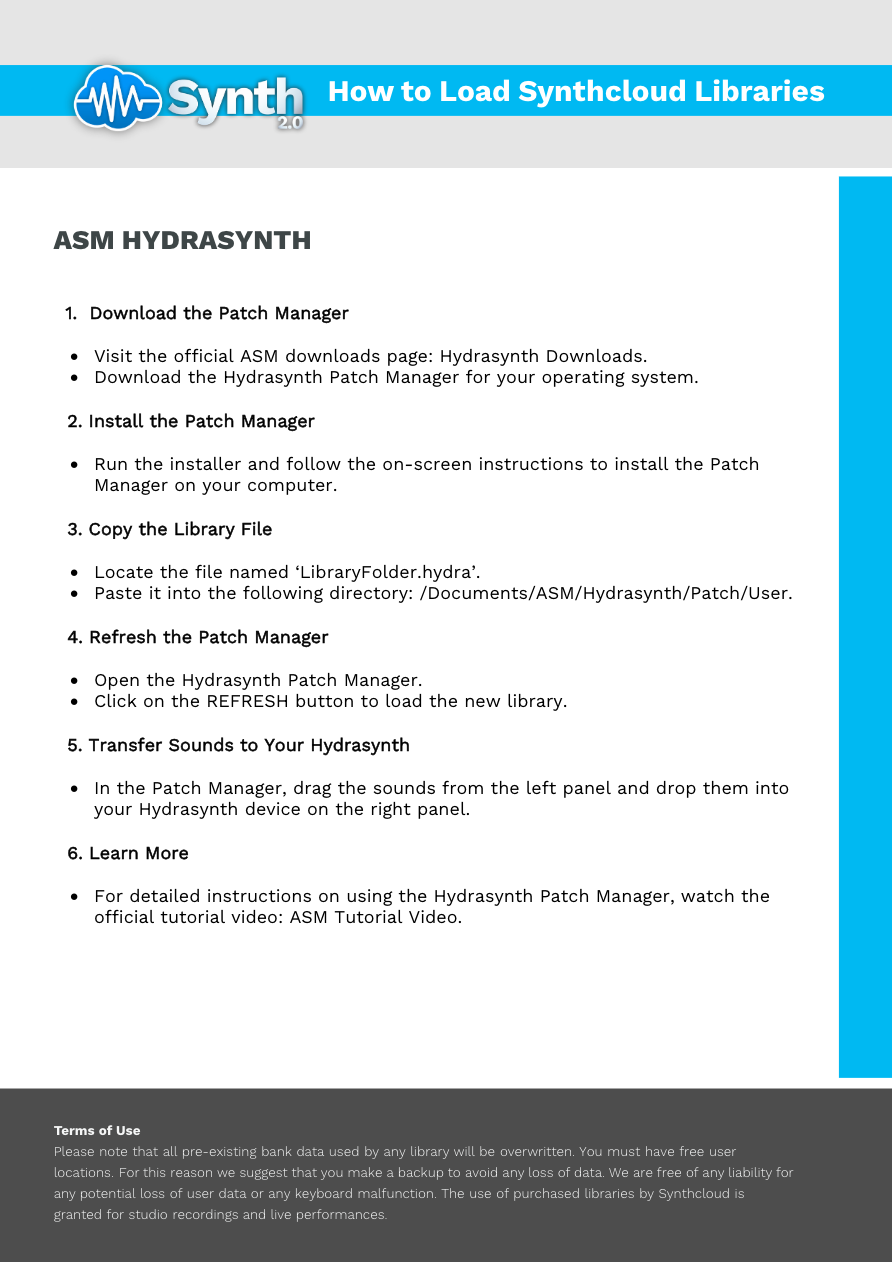 ASM Hydrasynth - Synthcloud Libraries - Manual Preview Image