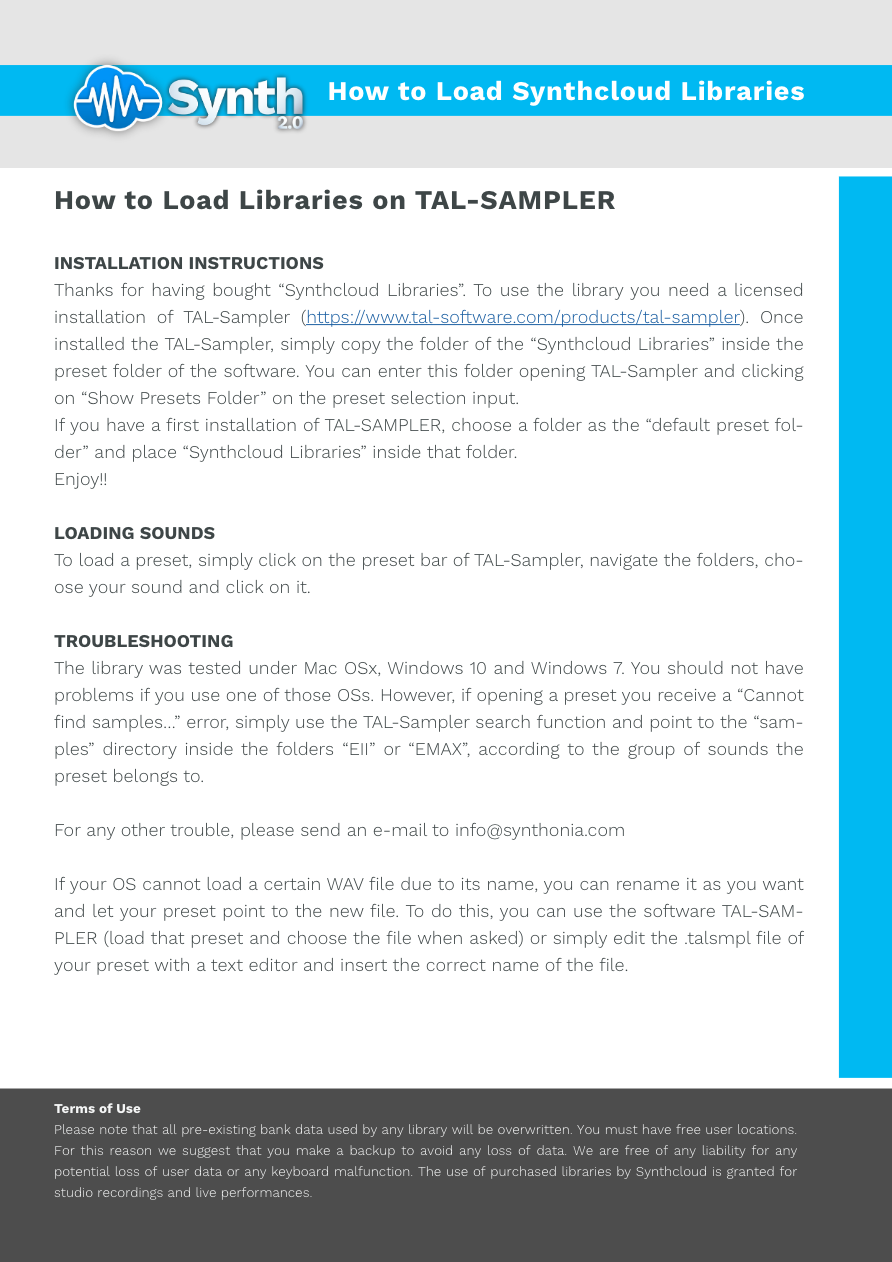 Tal-Sampler - Synthcloud Libraries - Manual Preview Image