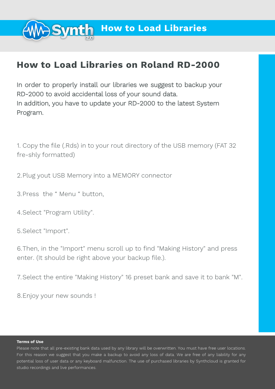 Roland RD-2000 - Synthcloud Libraries - Manual Preview Image