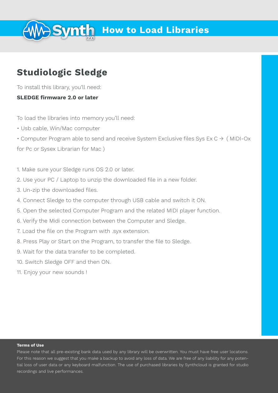 Studiologic Sledge - Synthcloud Libraries - Manual Preview Image