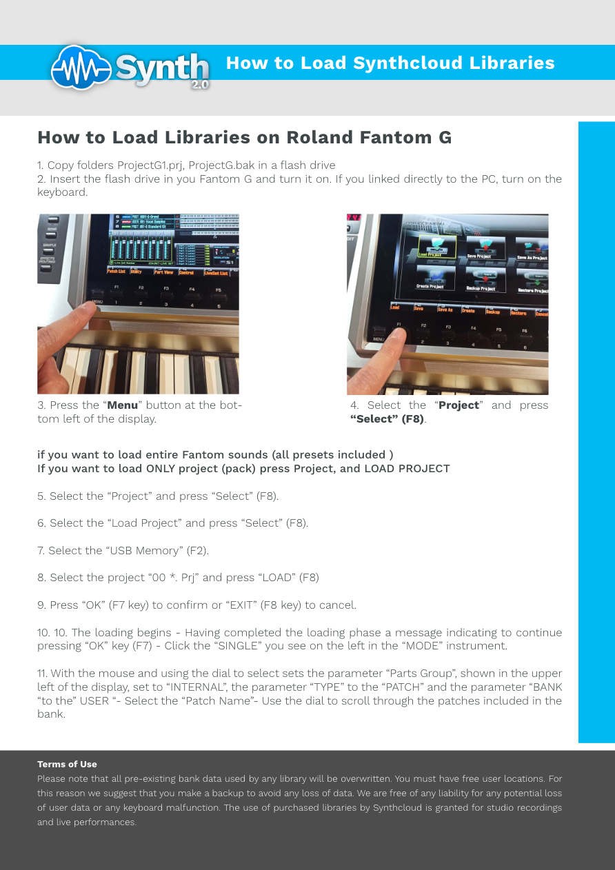 Roland Fantom G - Synthcloud Libraries - Manual Preview Image