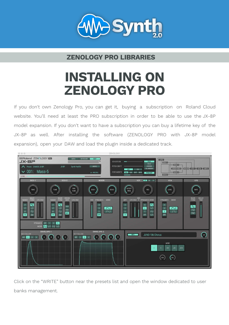 Roland Zenology Pro - Synthcloud Libraries - Manual Preview Image