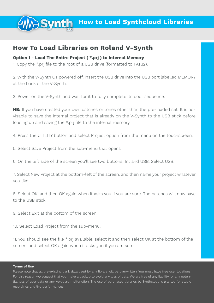 Roland V-Synth - Synthcloud Libraries - Manual Preview Image