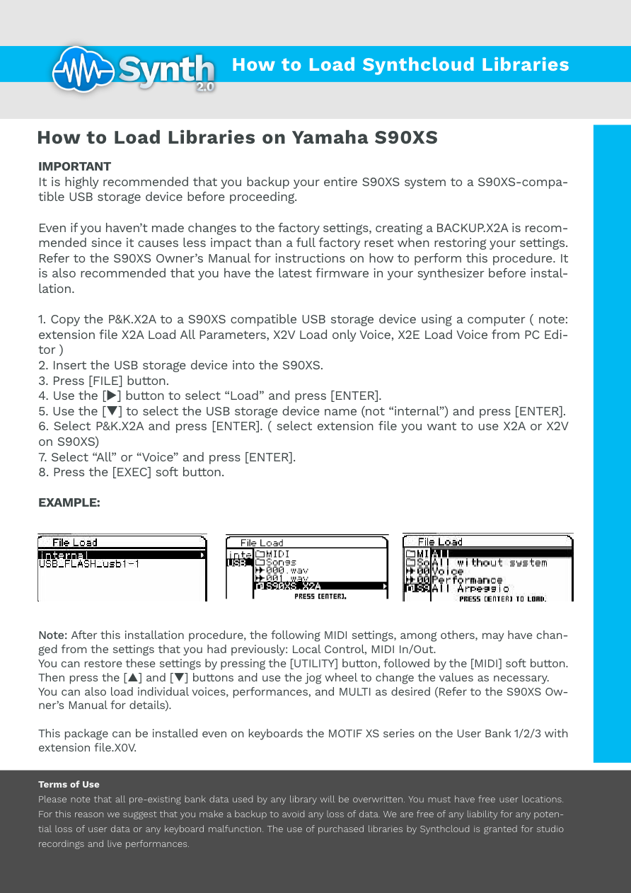 Yamaha S90XS - Synthcloud Libraries - Manual Preview Image