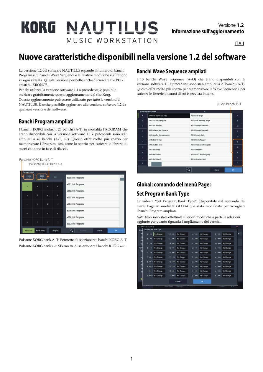 Korg Nautilus - Guida Operativa alla versione 1.2 del software - Manuale italiano Preview Image