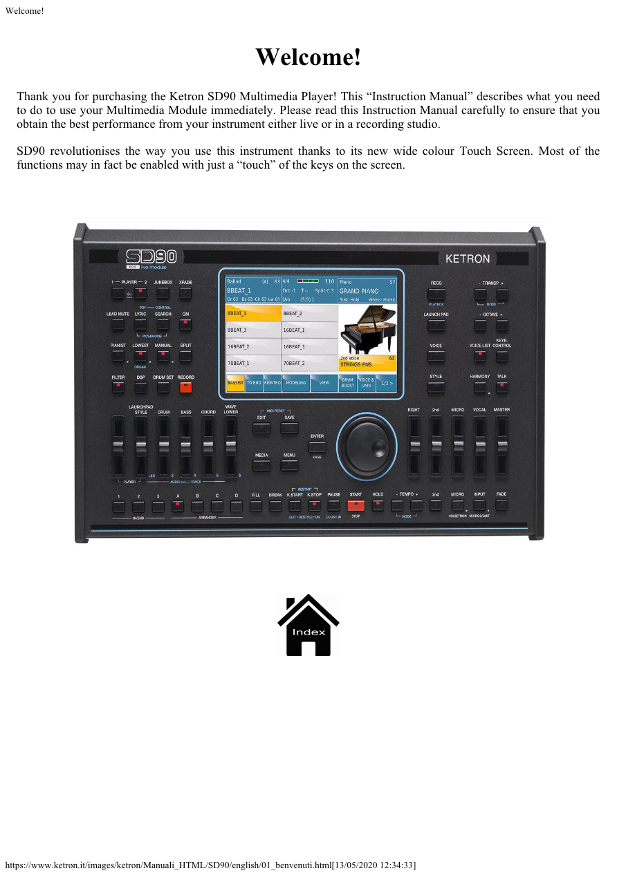 Ketron SD90 - Official Operating Manual Preview Image